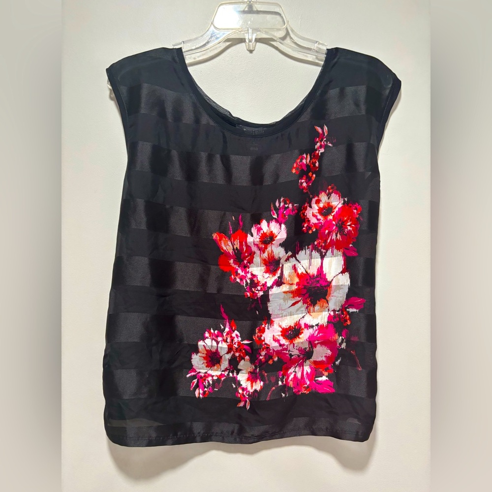 WHBM semi sheer striped floral blouse S🌺5 for $30